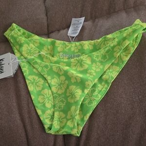 Kylani Kanani Neon Green Floral Bikini Bottoms